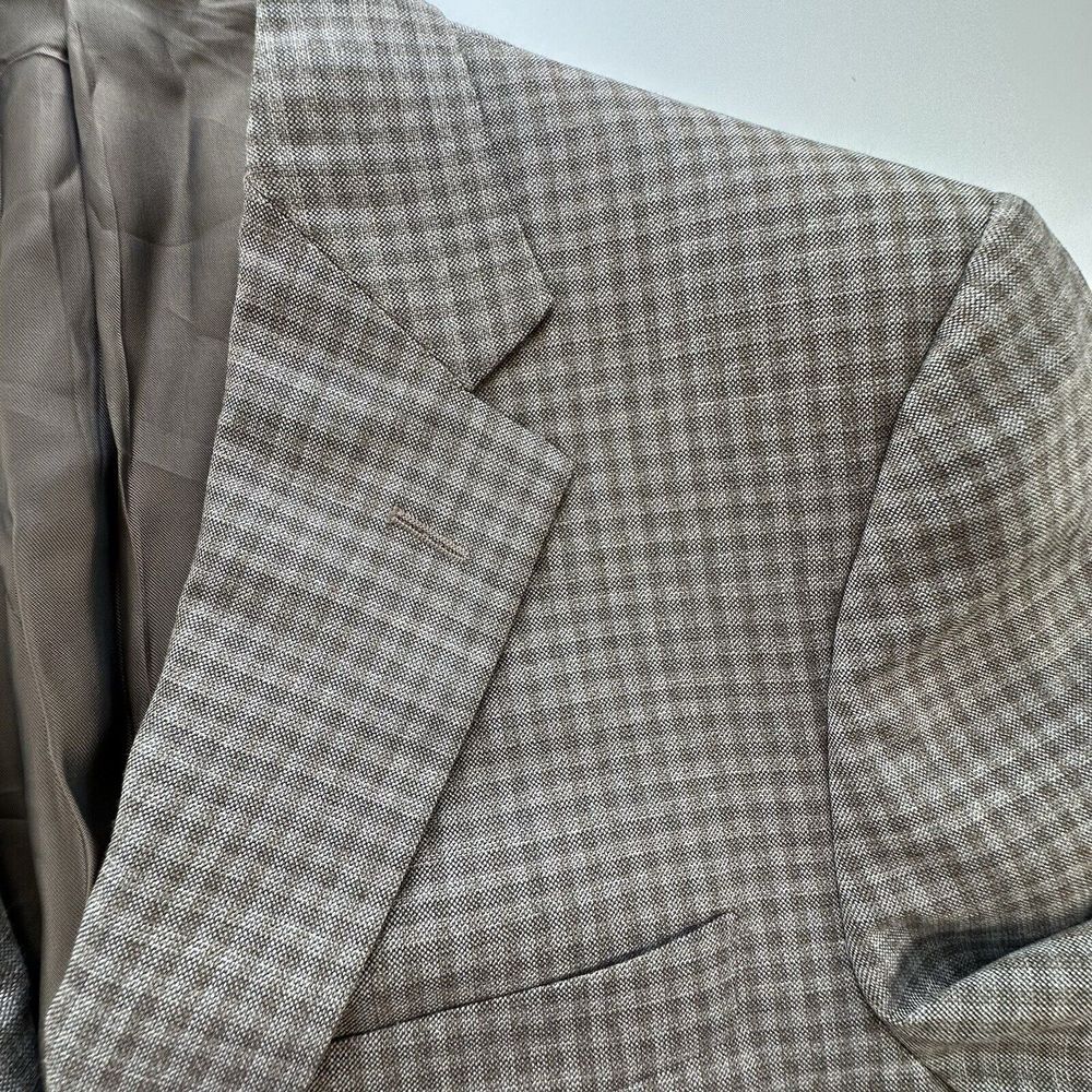 Hickey Freeman Micro Check Sport Coat Blazer 40R Brown 100% Worsted Wool USAMade